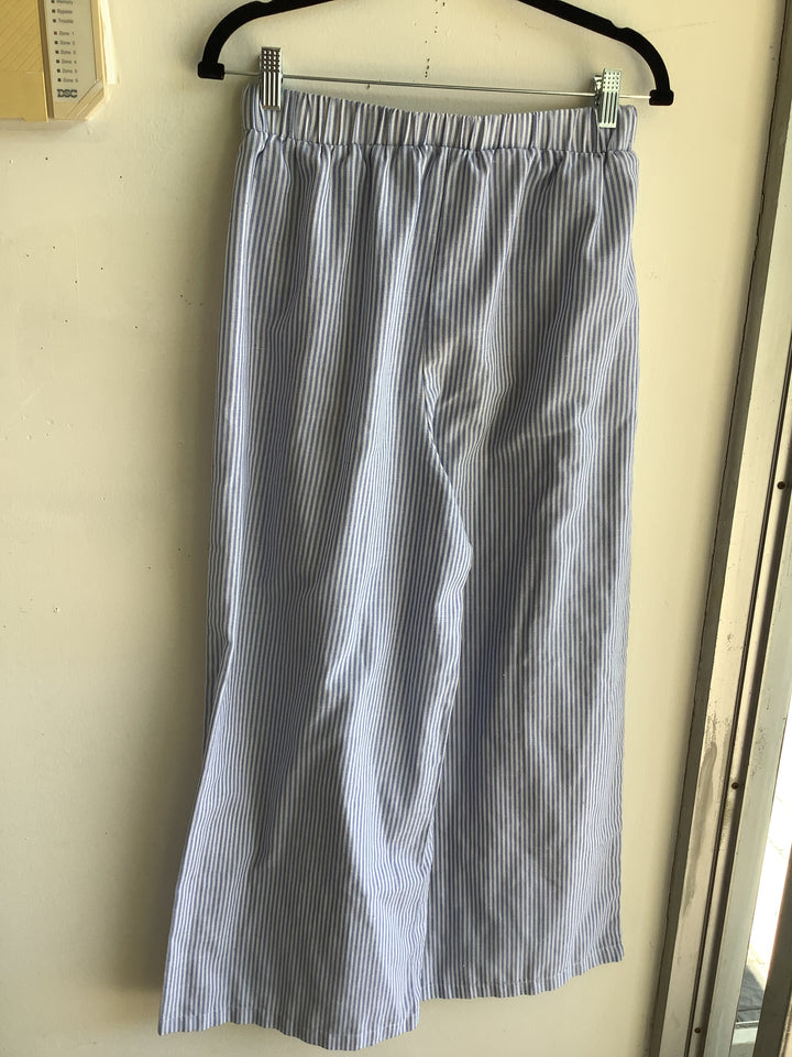 Coastal Blue Stripe Wide Leg Pants