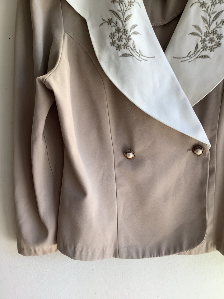 Vintage Embroidered Sailor Collar Blazer