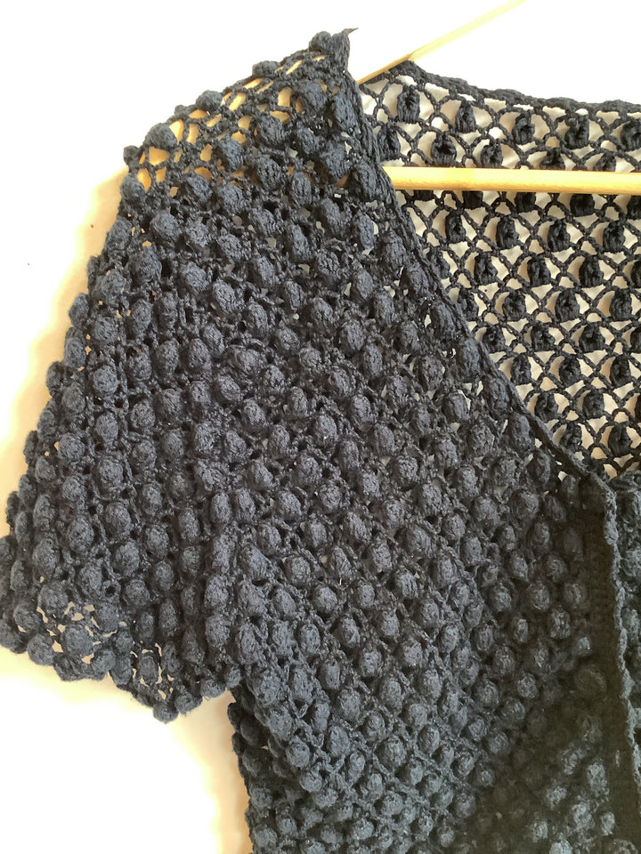Vintage Black Crochet Shrug