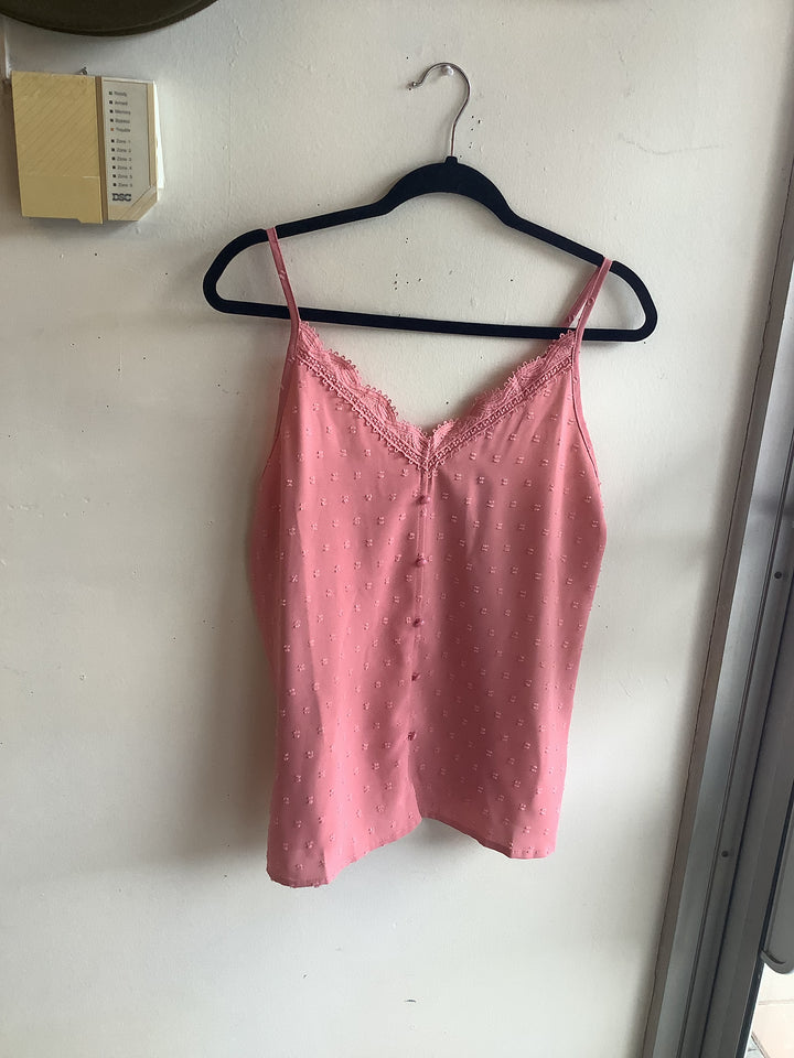 Vintage Blush Swiss Dot Lace Trim Camisole