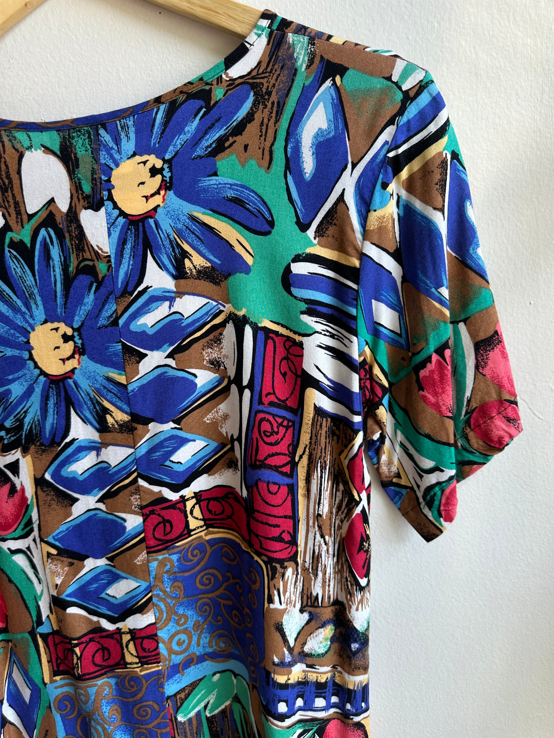Vintage Garden Riot Blouse | Bold ’90s Floral Patchwork Pattern | Size Medium