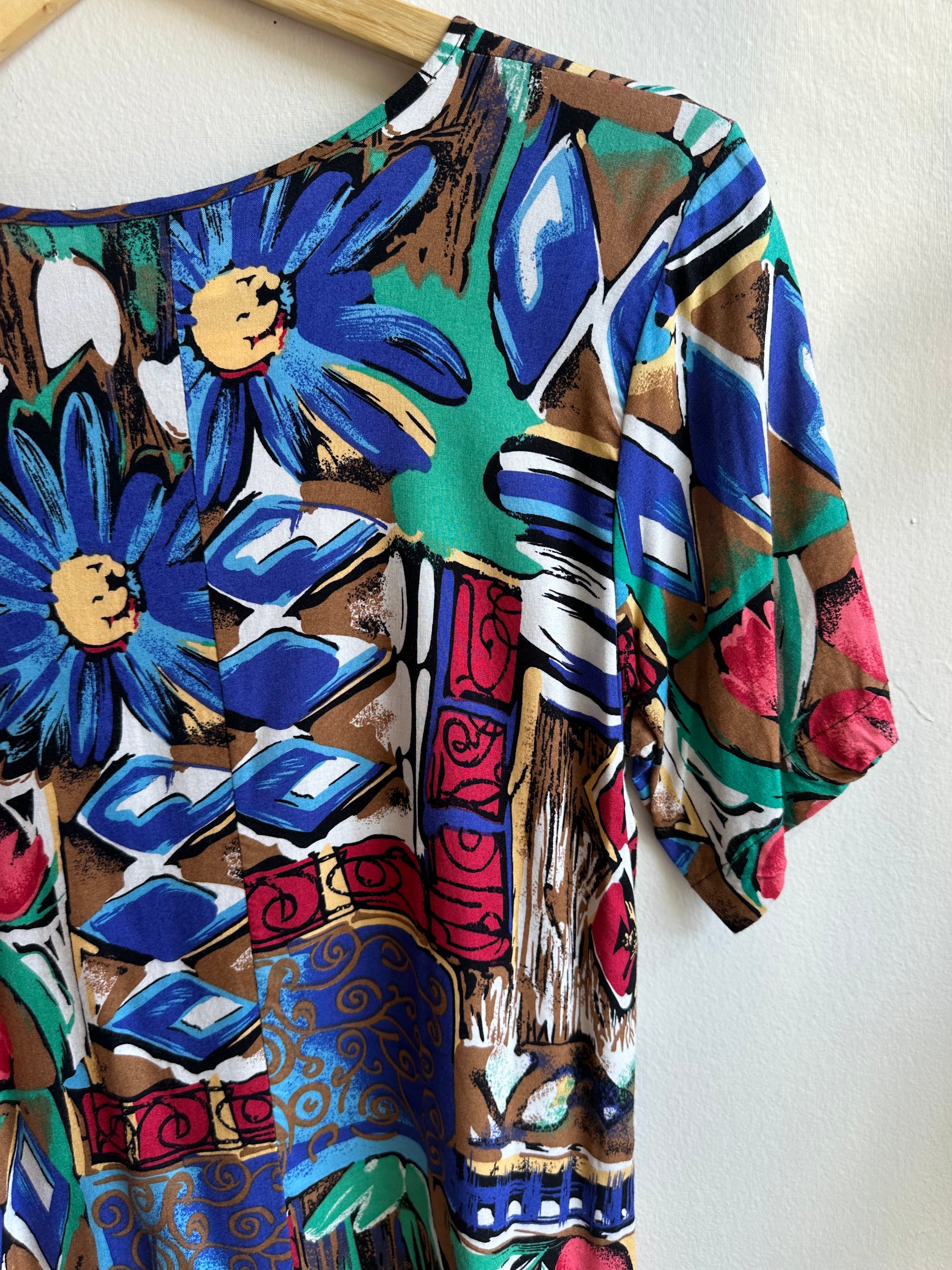 Vintage Garden Riot Blouse | Bold ’90s Floral Patchwork Pattern | Size Medium