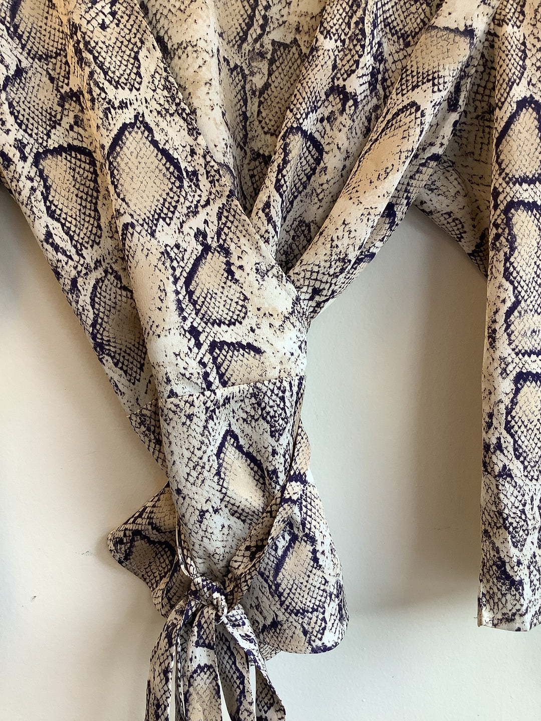 Vintage Silky Snakeskin Wrap Top