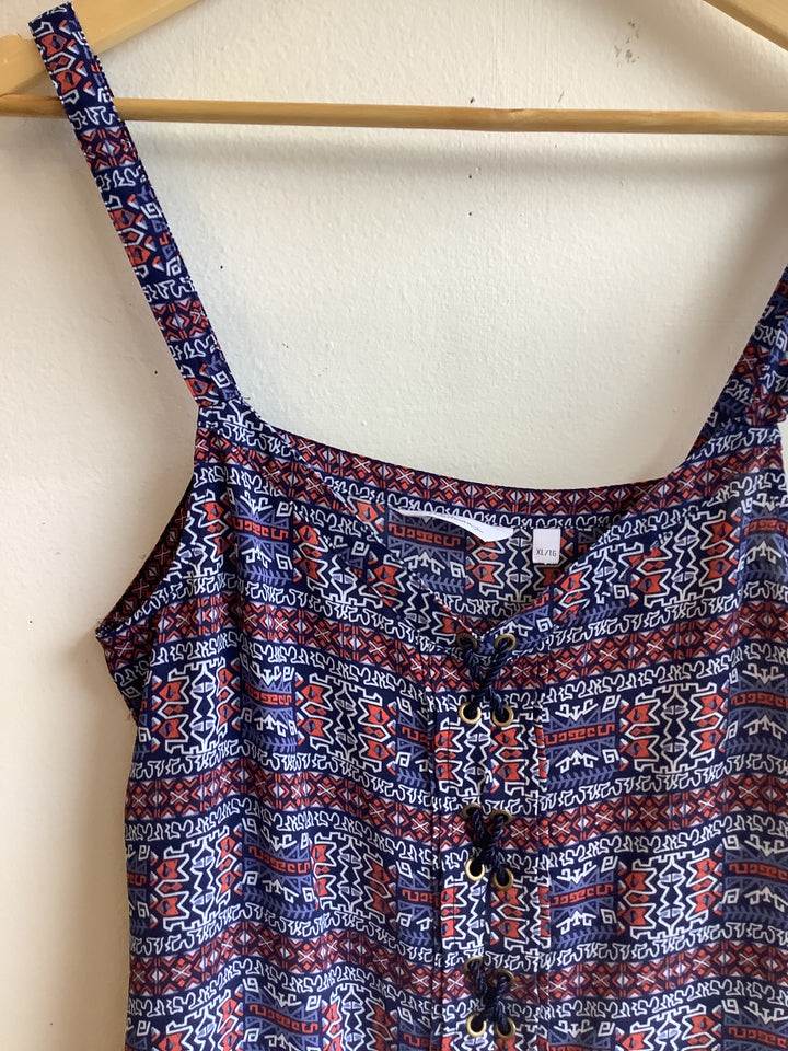 Mosaic Lace Up Tank