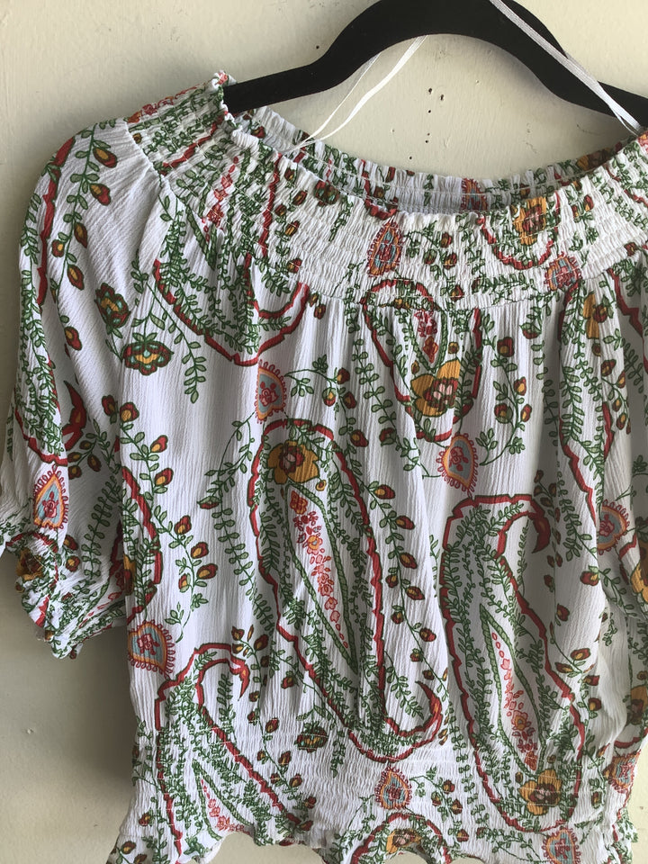 Floral Paisley Peasant Top