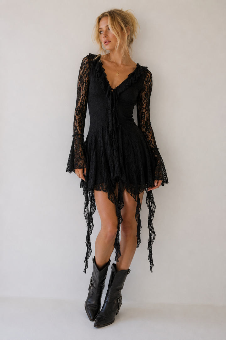 Midnight Fairy Bell Sleeve Romper