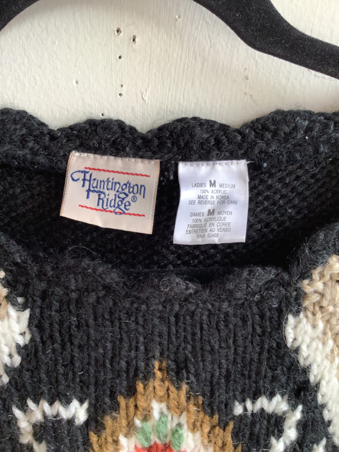 Vintage Huntington Ridge Folk Art Floral Knit Sweater