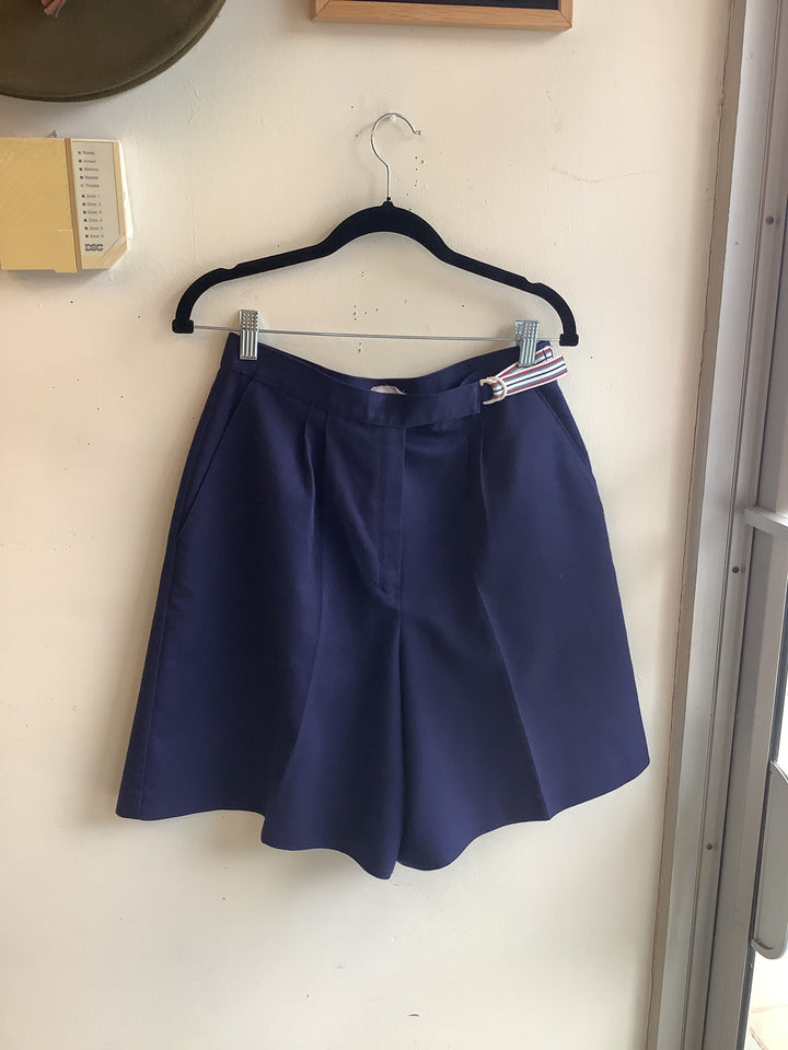 Vintage Navy Pleated Shorts