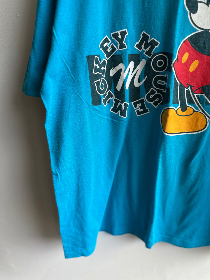 Vintage 1990s Mickey Mouse Blue Cotton Tee | Size XL