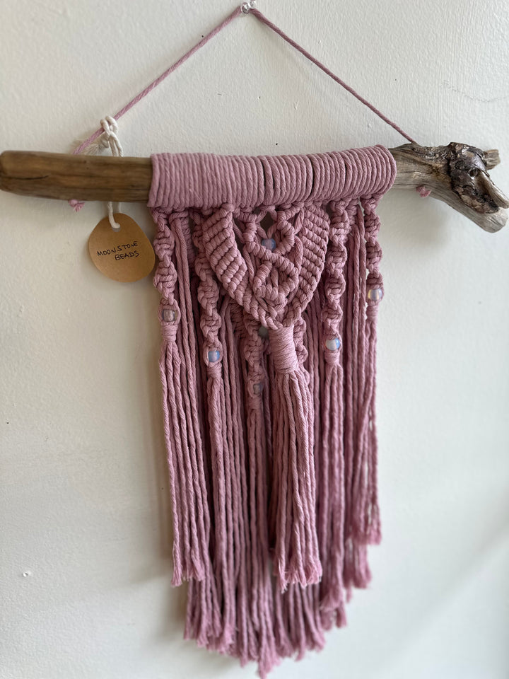 Dusty Pink Driftwood Macrame Wall Art