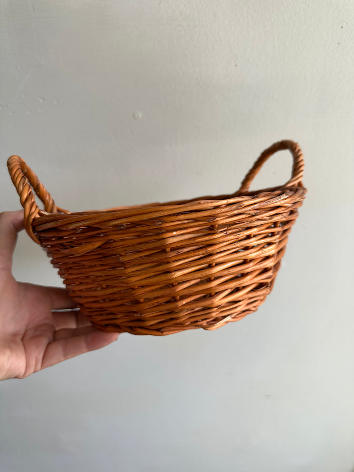 Vintage Handwoven Basket with Handles