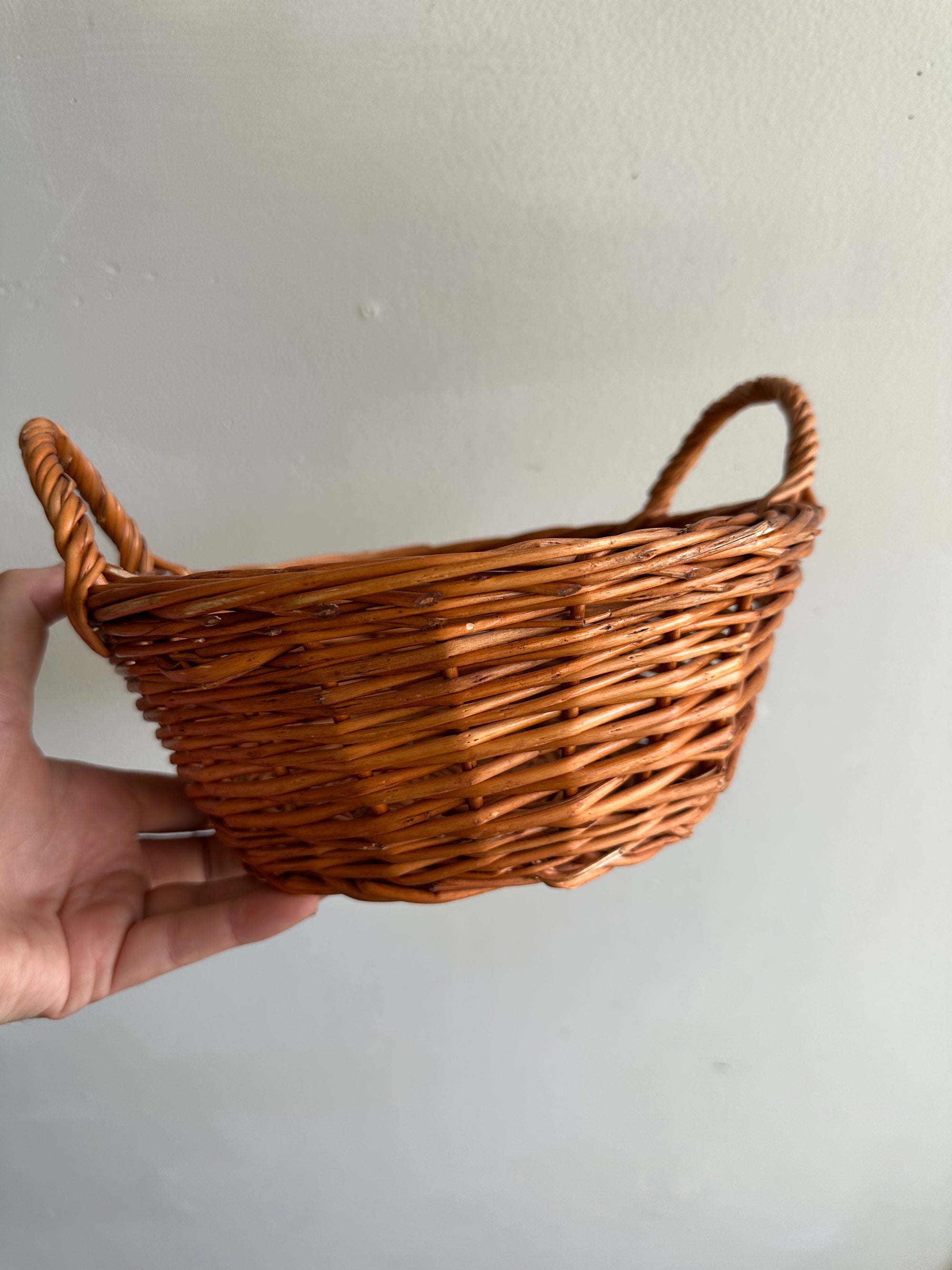 Vintage Handwoven Basket with Handles