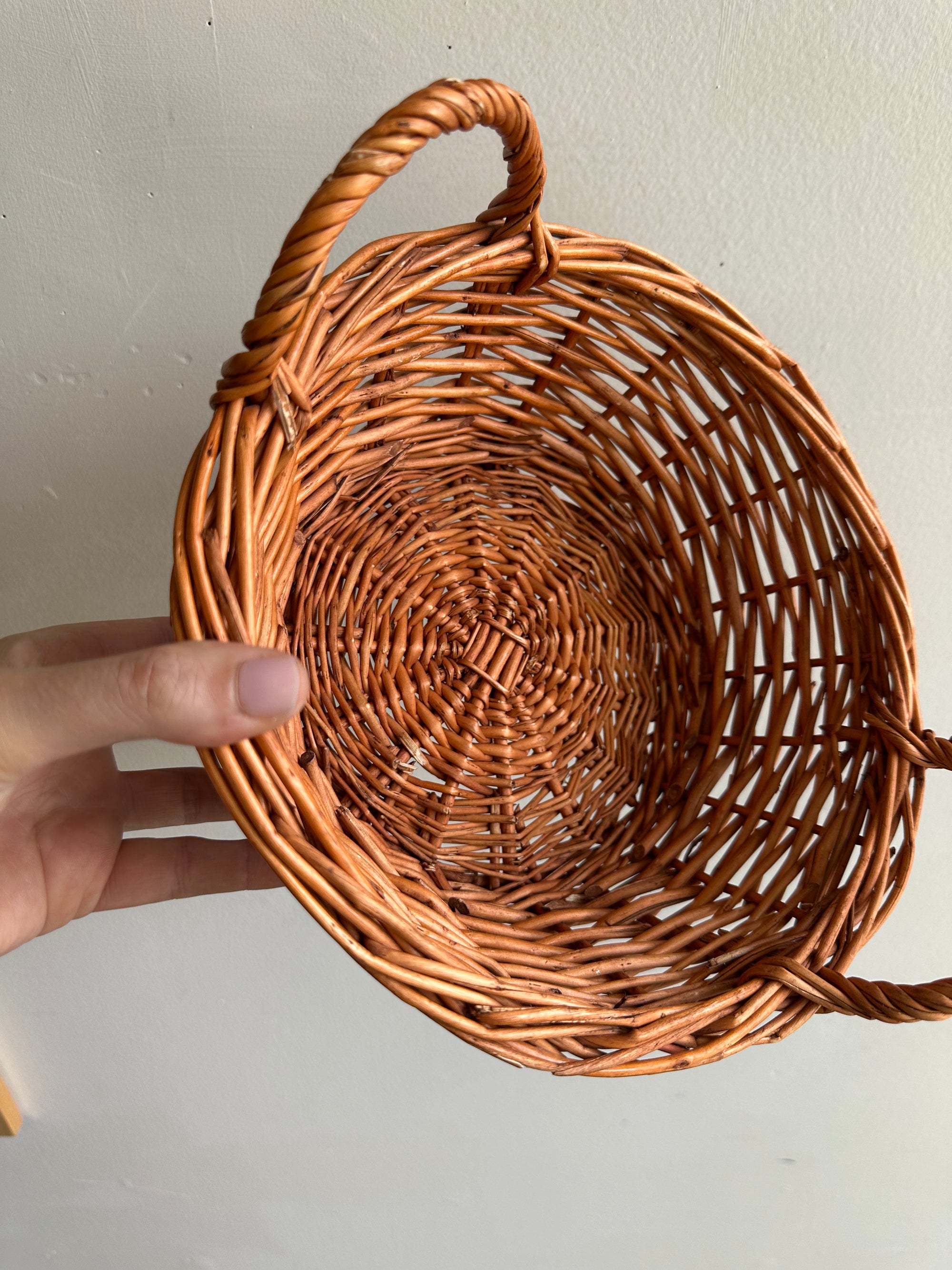 Vintage Handwoven Basket with Handles