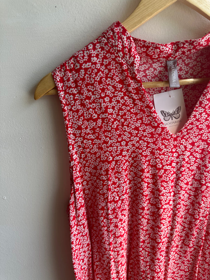 Noracora Red Ditsy Floral Sleeveless Tunic | Size XL