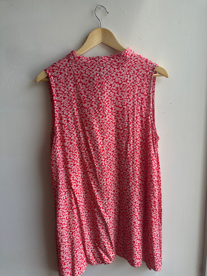 Noracora Red Ditsy Floral Sleeveless Tunic | Size XL