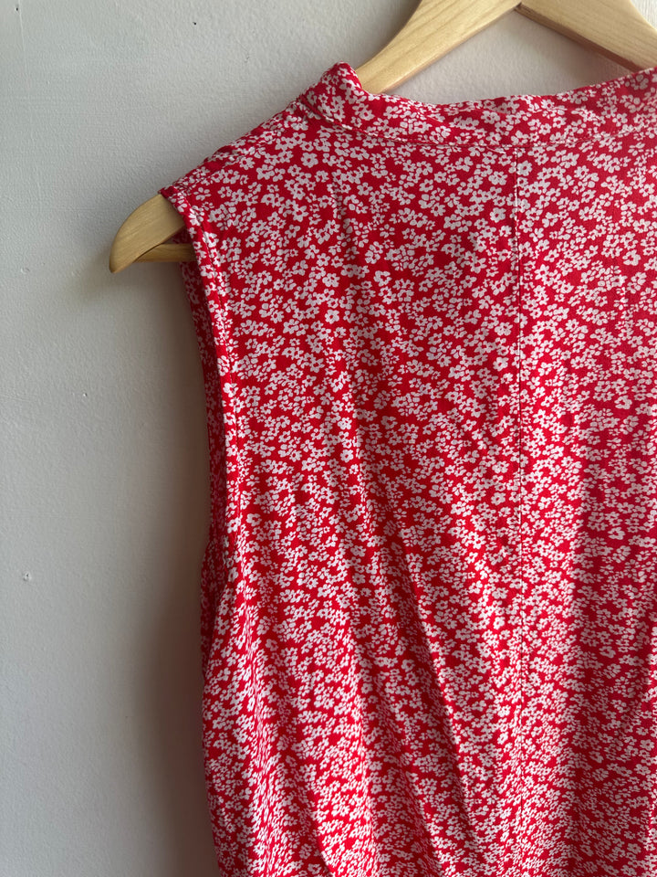 Noracora Red Ditsy Floral Sleeveless Tunic | Size XL