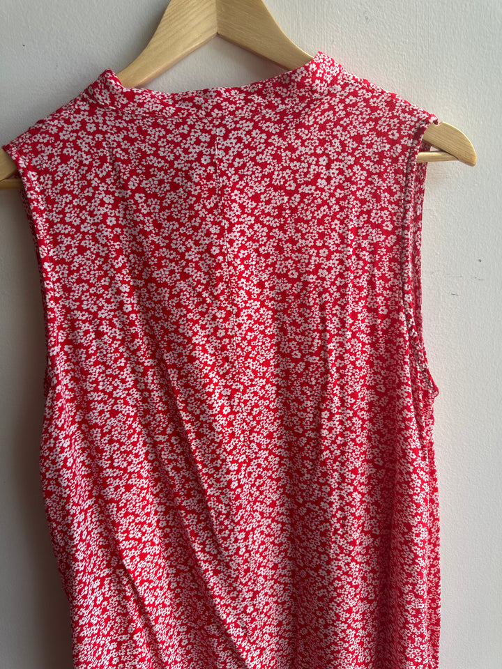 Noracora Red Ditsy Floral Sleeveless Tunic | Size XL