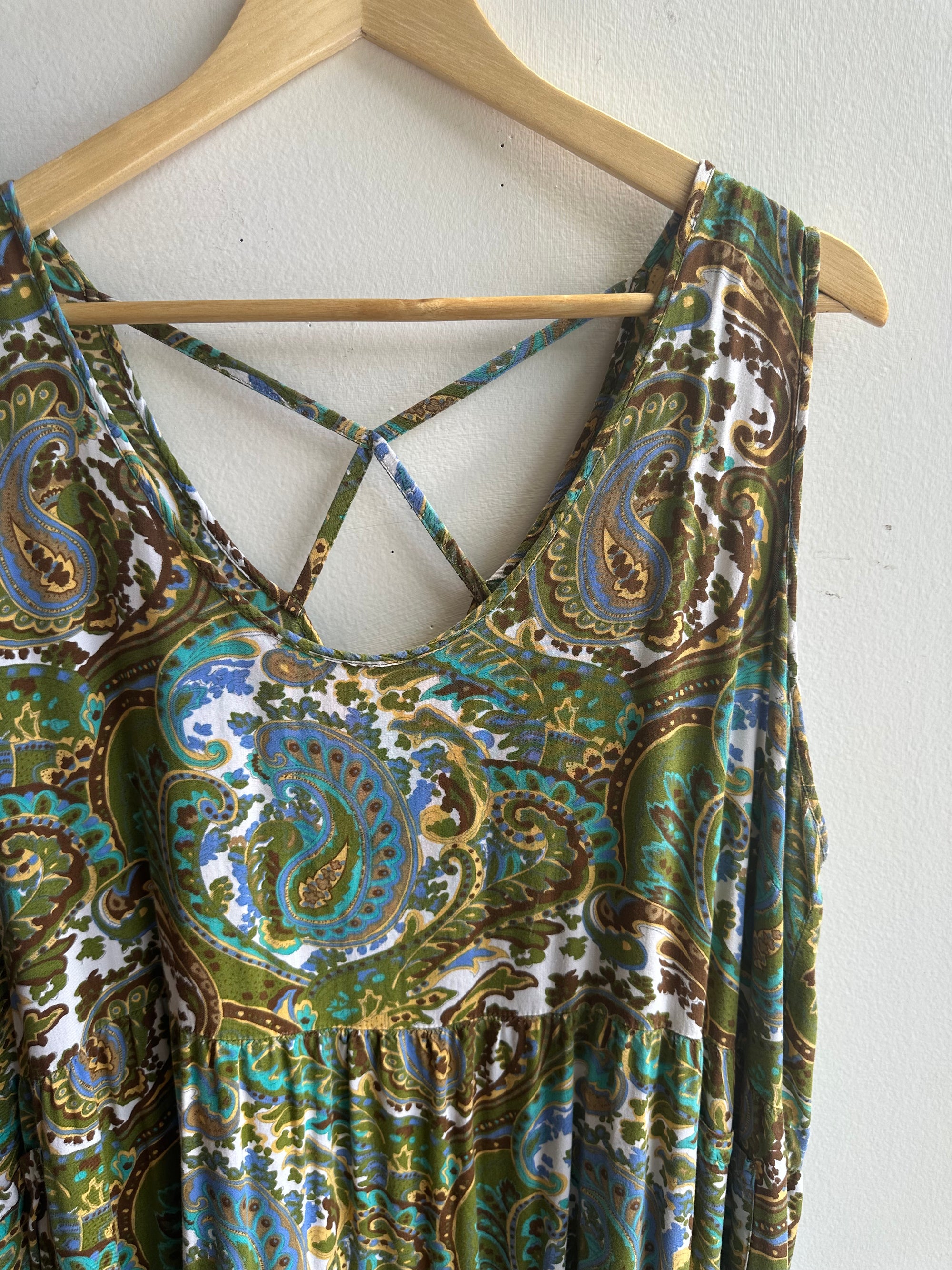 Boho Paisley Criss-Cross Back Dress | Size 2X