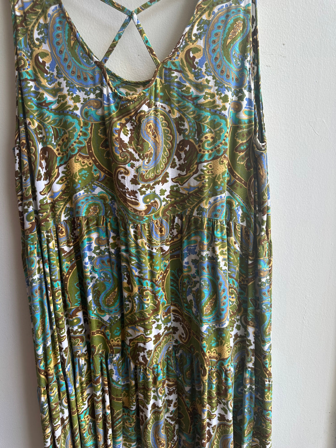 Boho Paisley Criss-Cross Back Dress | Size 2X