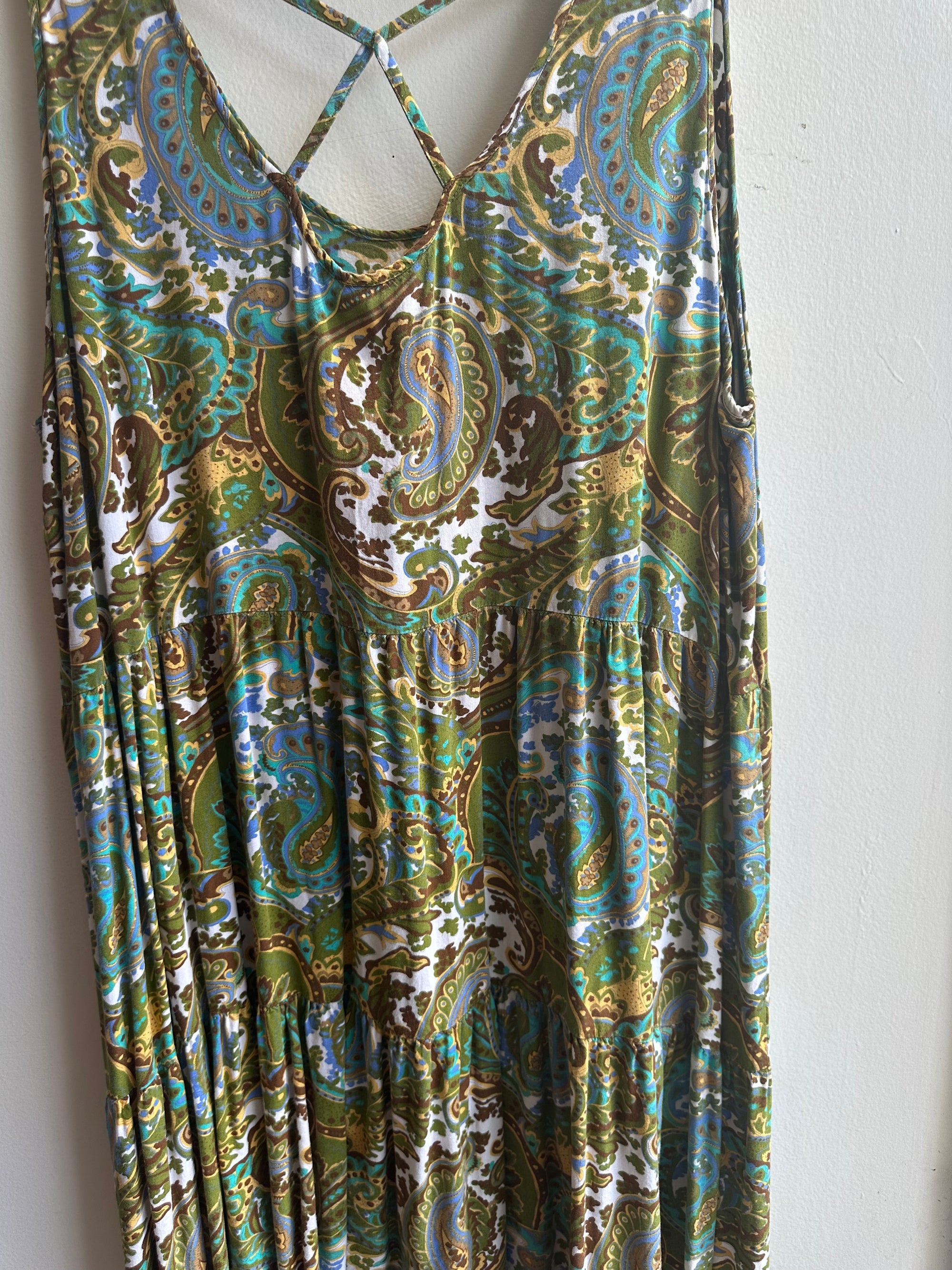 Boho Paisley Criss-Cross Back Dress | Size 2X