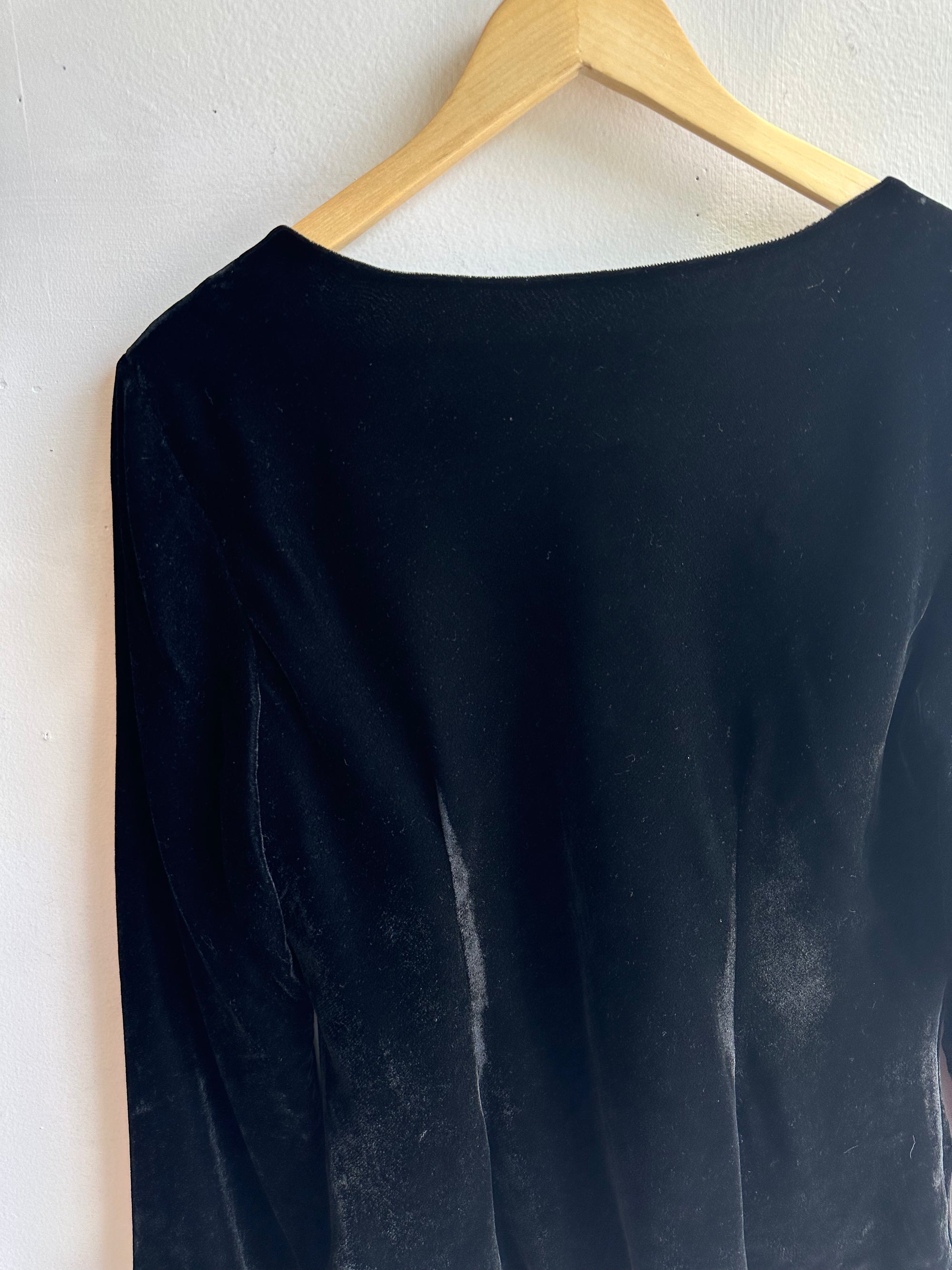 Vintage Black Velvet Butterfly Blouse | Size Large