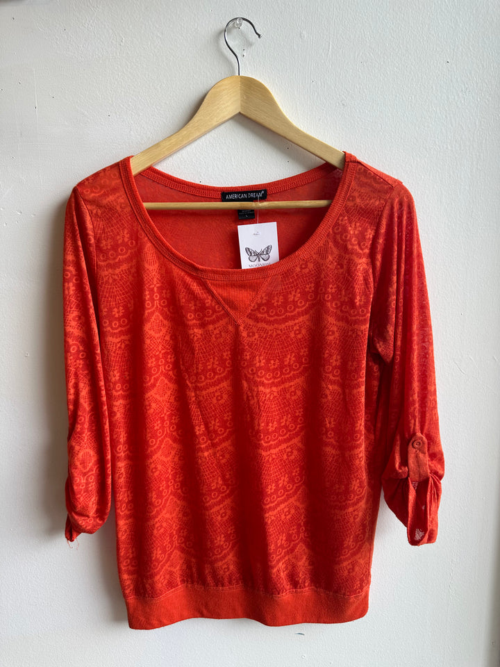 American Dream Burnt Orange Patterned Shirt – Size Large