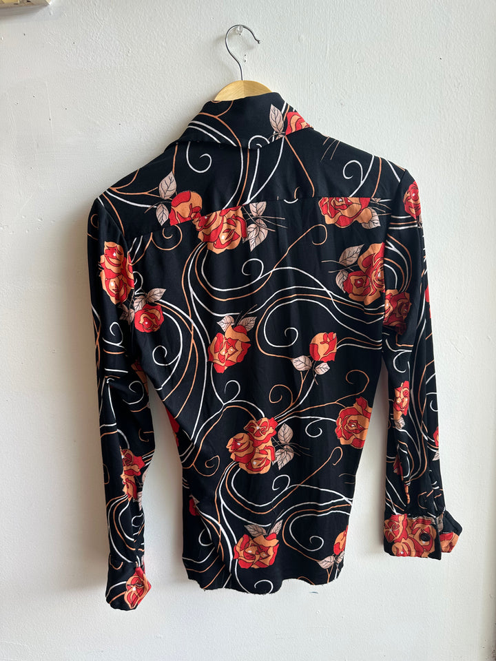 Vintage Guinessa Black Rose Button-Up – Size Small