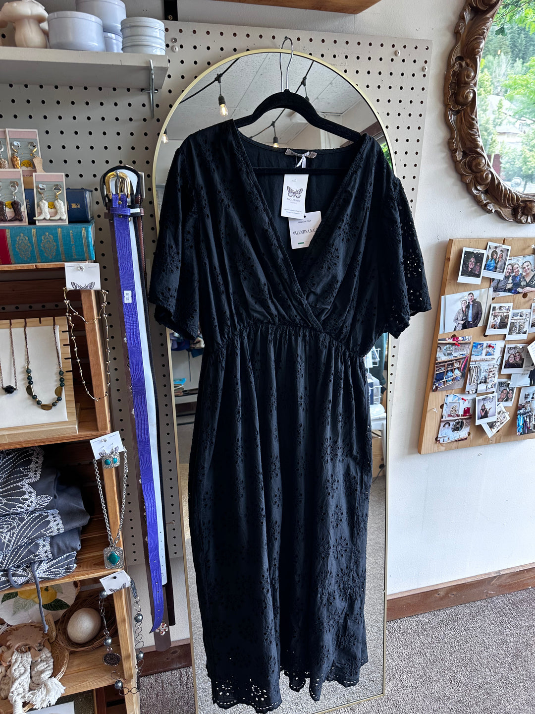 Valintino Naldo Black Eyelette Midi Dress Valintino Naldo Black Eyelette Midi Dress