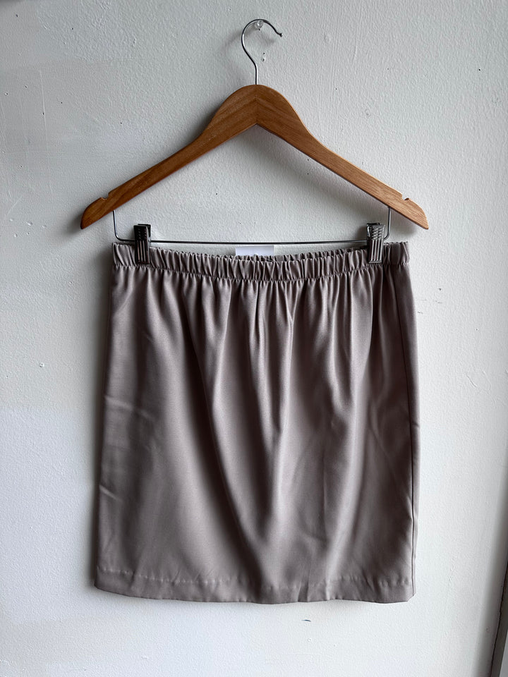 Vintage Taupe Minimal Mini Skirt | Size 12 | Made in Canada