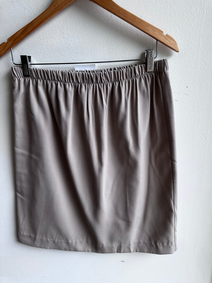 Vintage Taupe Minimal Mini Skirt | Size 12 | Made in Canada