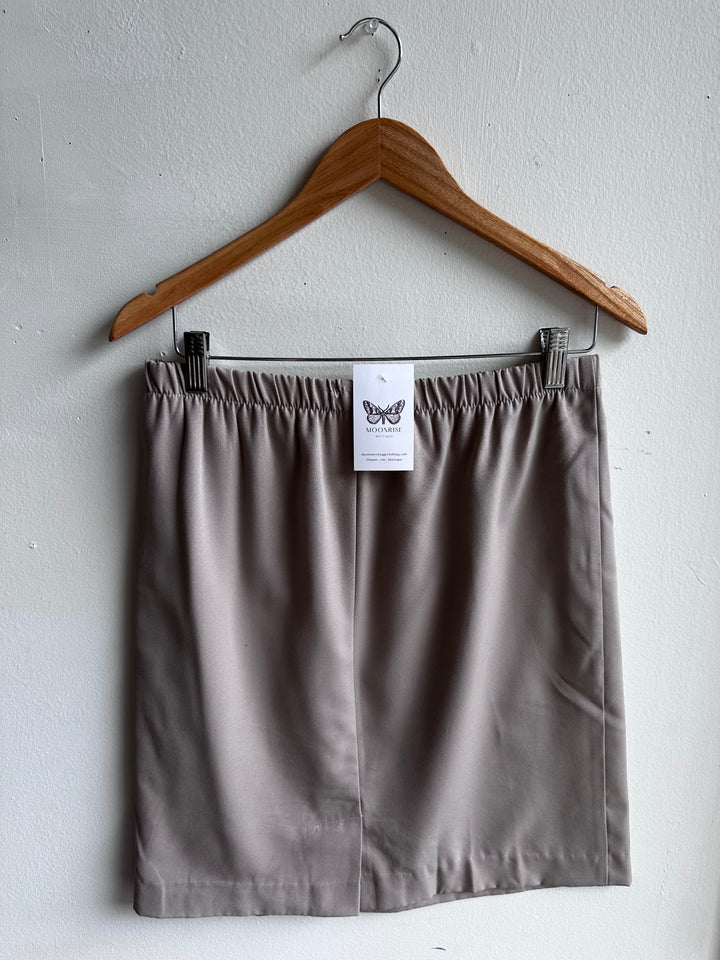Vintage Taupe Minimal Mini Skirt | Size 12 | Made in Canada
