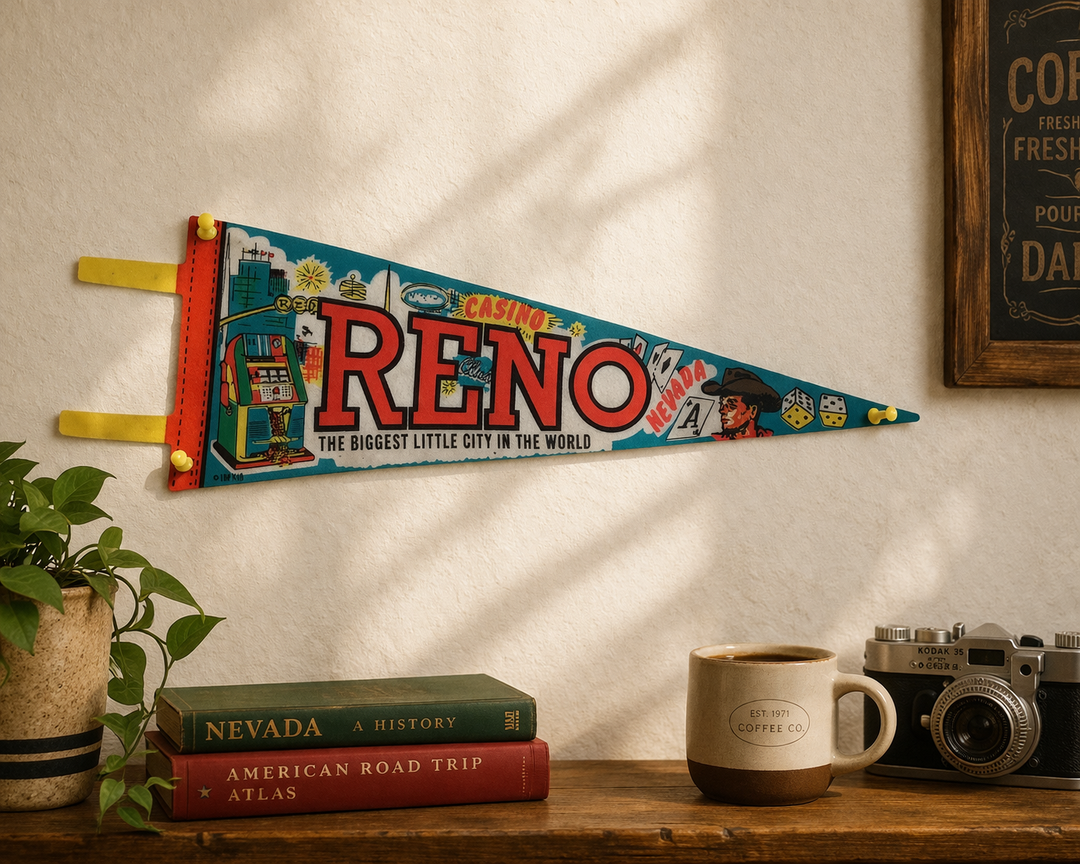 Vintage Reno Nevada Pennant Flag