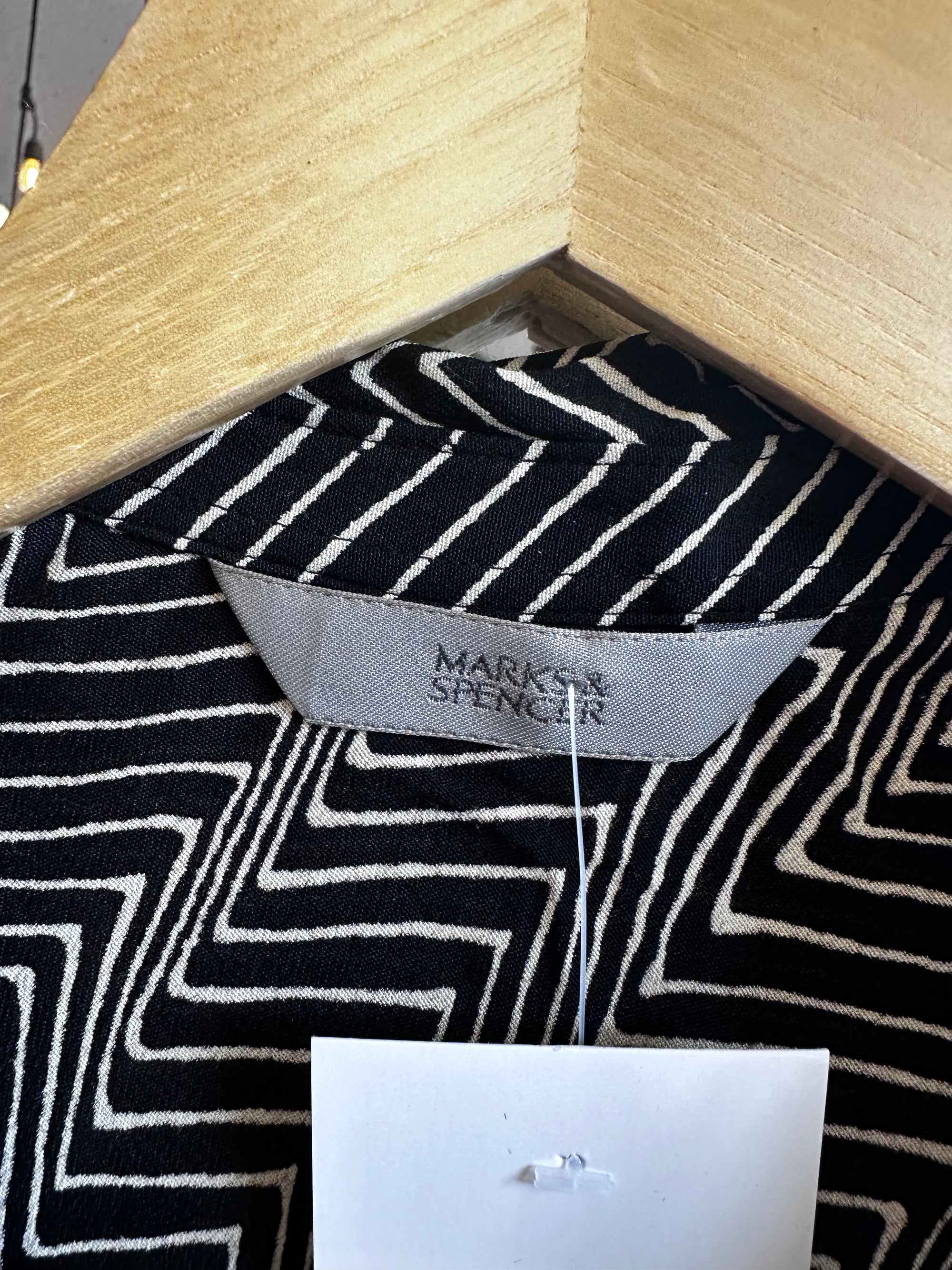 Vintage M&S Chevron Midi Shirt Dress – Size Medium