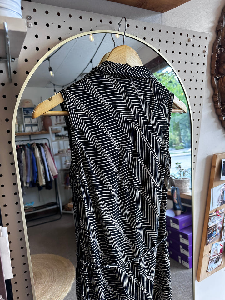 Vintage M&S Chevron Midi Shirt Dress – Size Medium