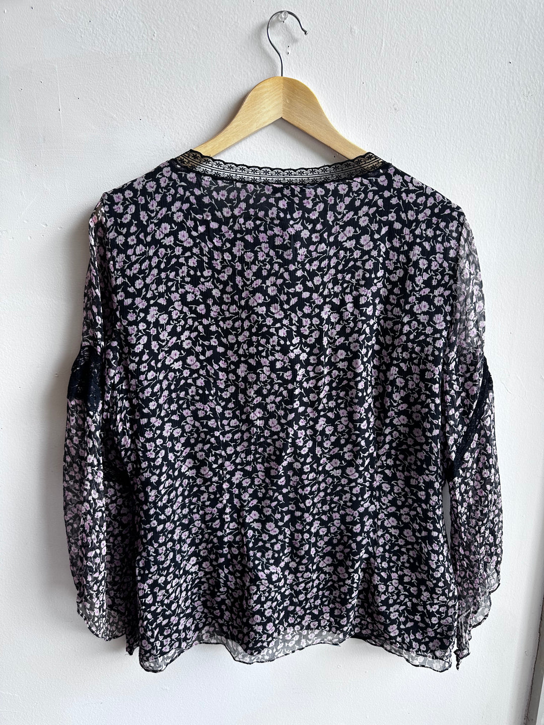 Vintage Malcolm & Co 100% Silk Sheer Floral Blouse – Size XL