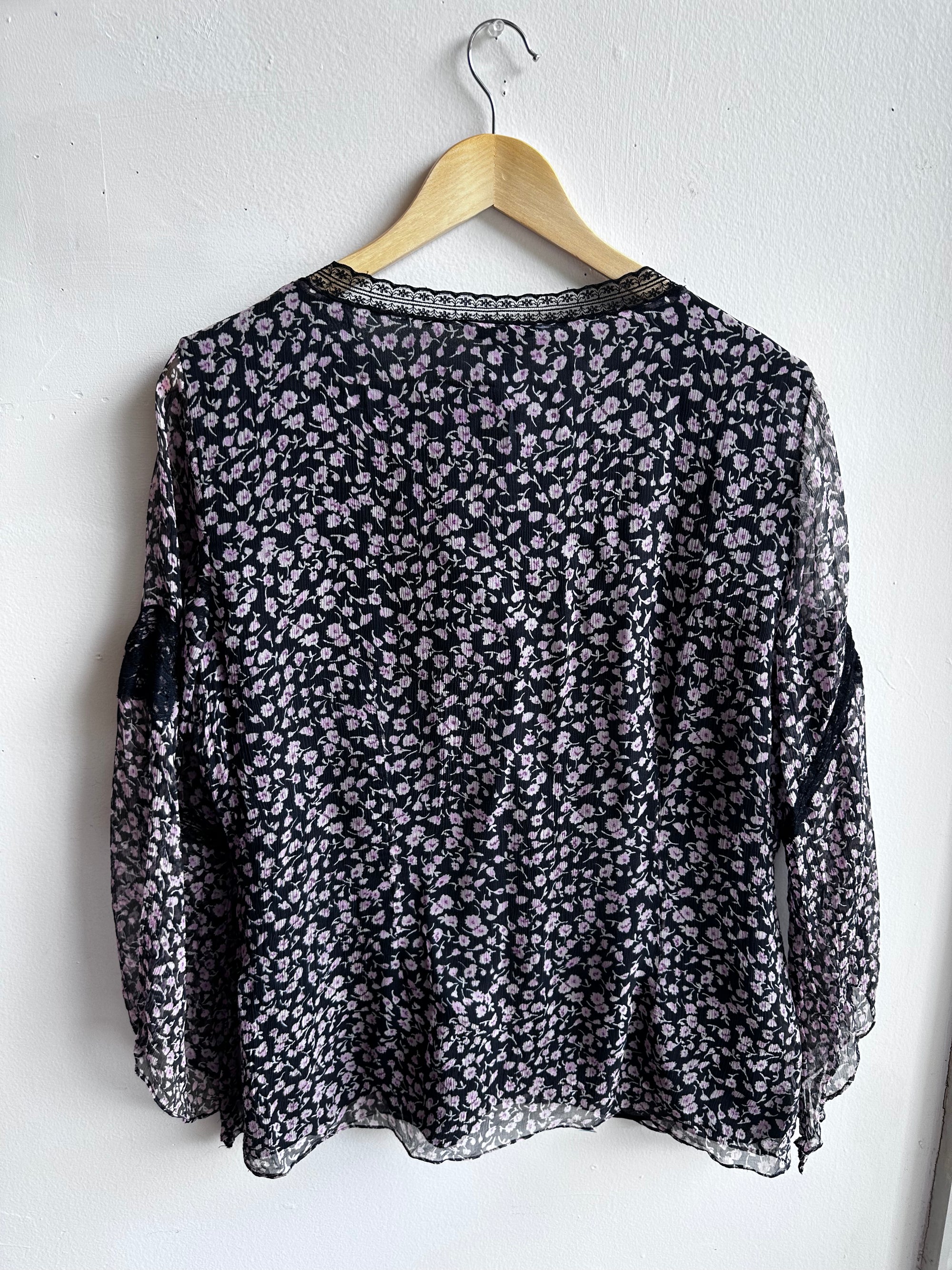 Vintage Malcolm & Co 100% Silk Sheer Floral Blouse – Size XL