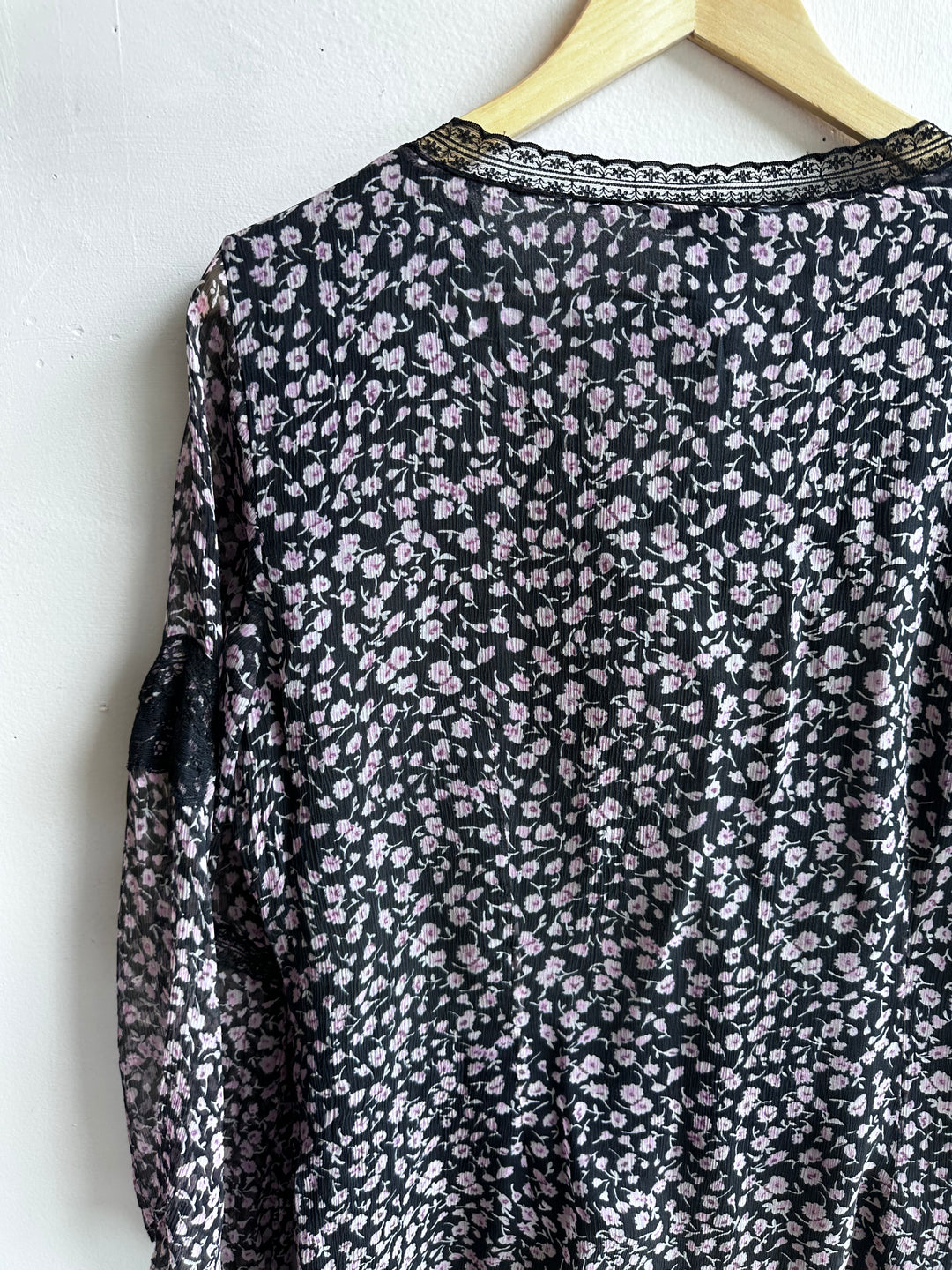 Vintage Malcolm & Co 100% Silk Sheer Floral Blouse – Size XL