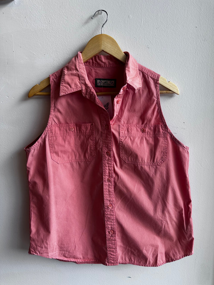 Vintage Lady Foot Locker Sleeveless Button-Up Shirt – Size Large