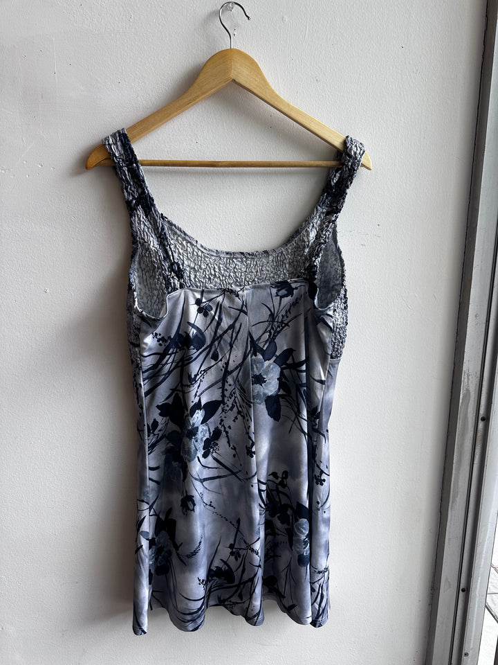 Vintage Grey Floral Slip Dress – Size L | Made in Canada