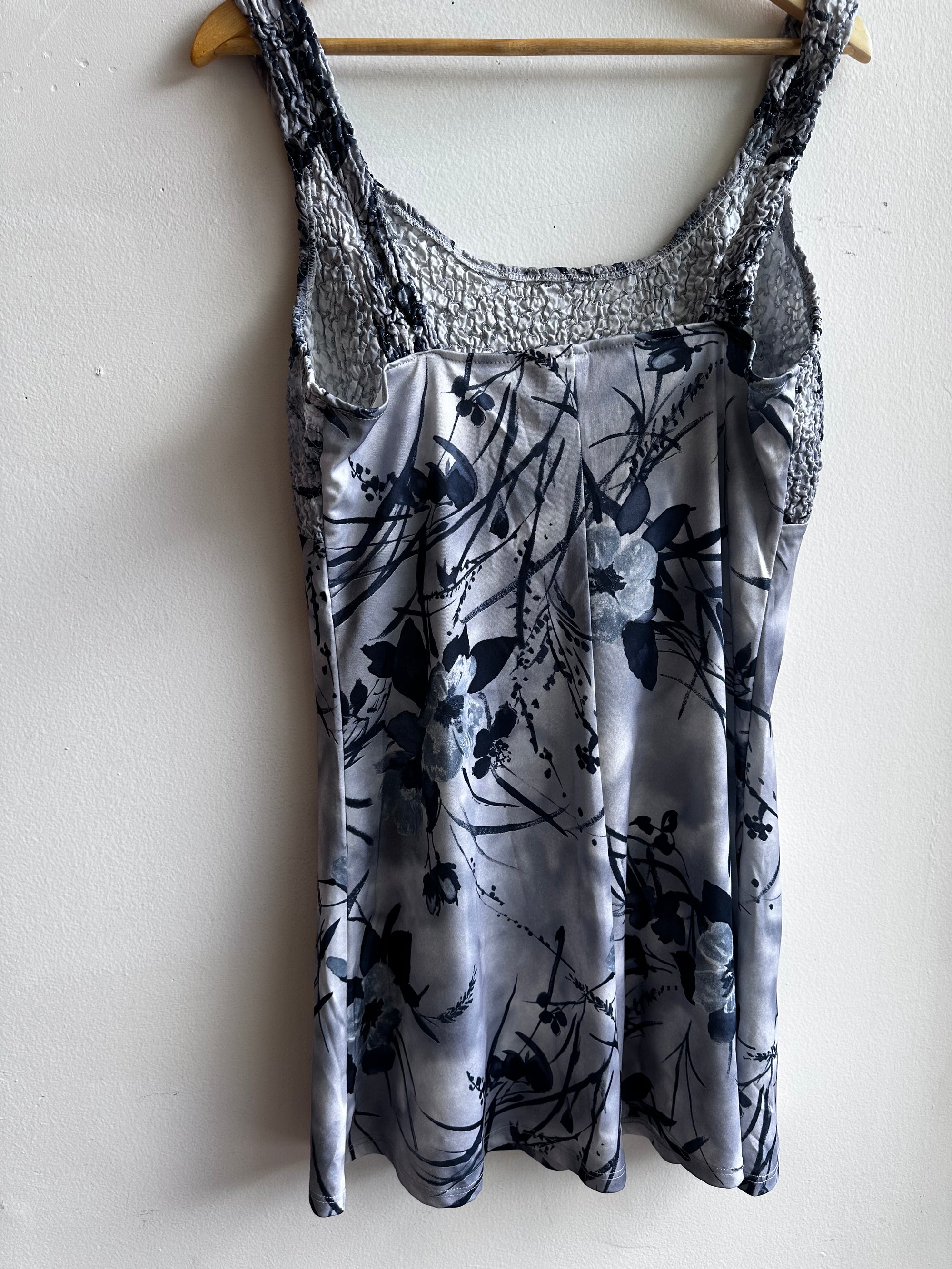 Vintage Grey Floral Slip Dress – Size L | Made in Canada