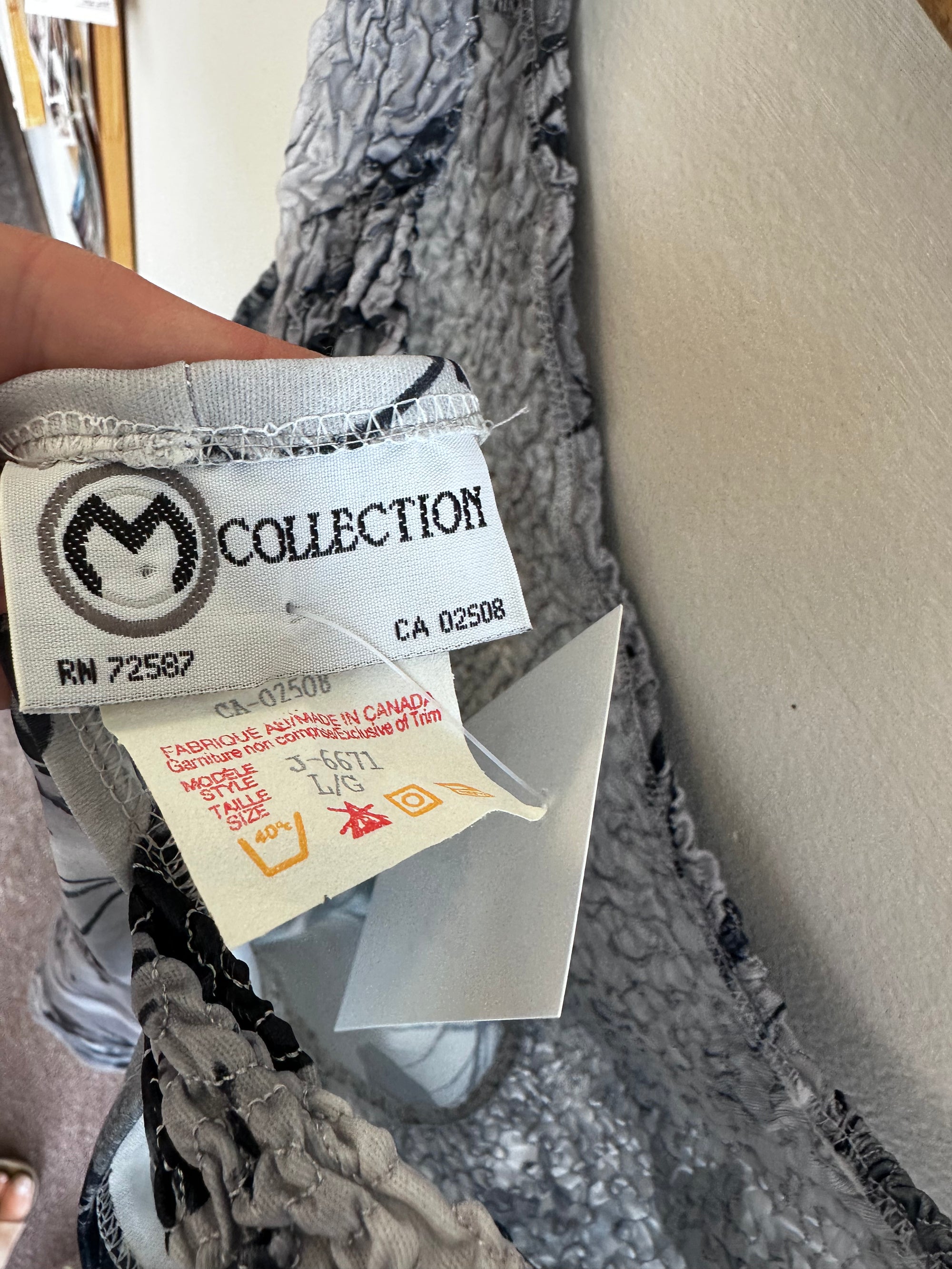 Vintage Grey Floral Slip Dress – Size L | Made in Canada