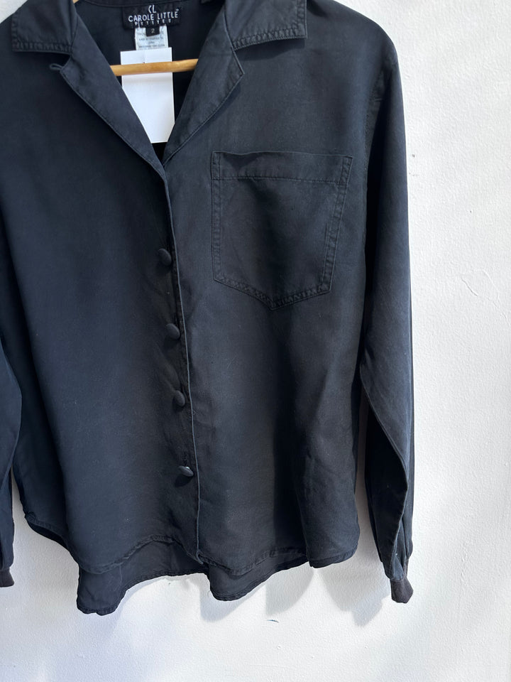 Vintage Carole Little 100% Silk Black Blouse – Petites | Size 2