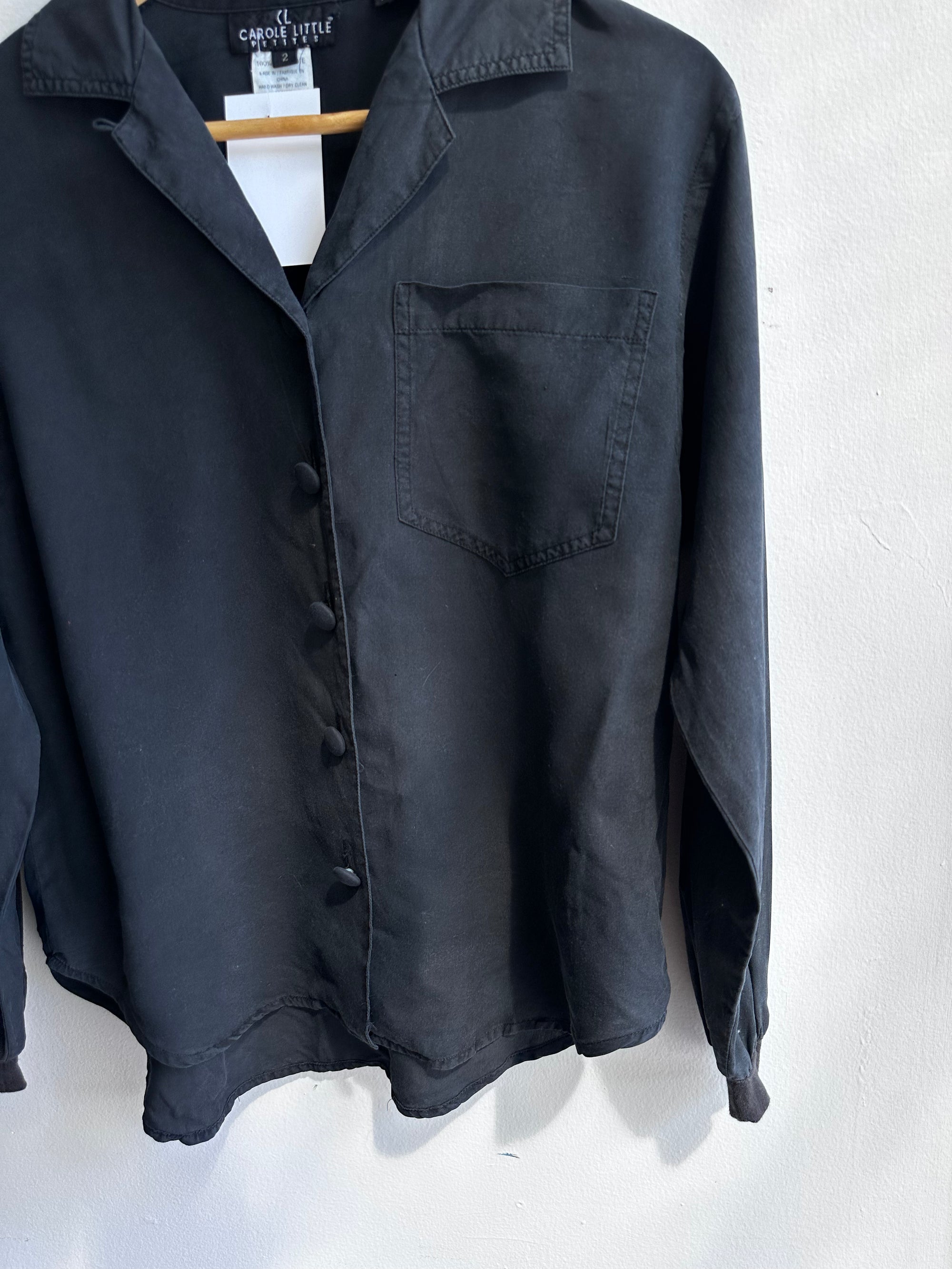 Vintage Carole Little 100% Silk Black Blouse – Petites | Size 2