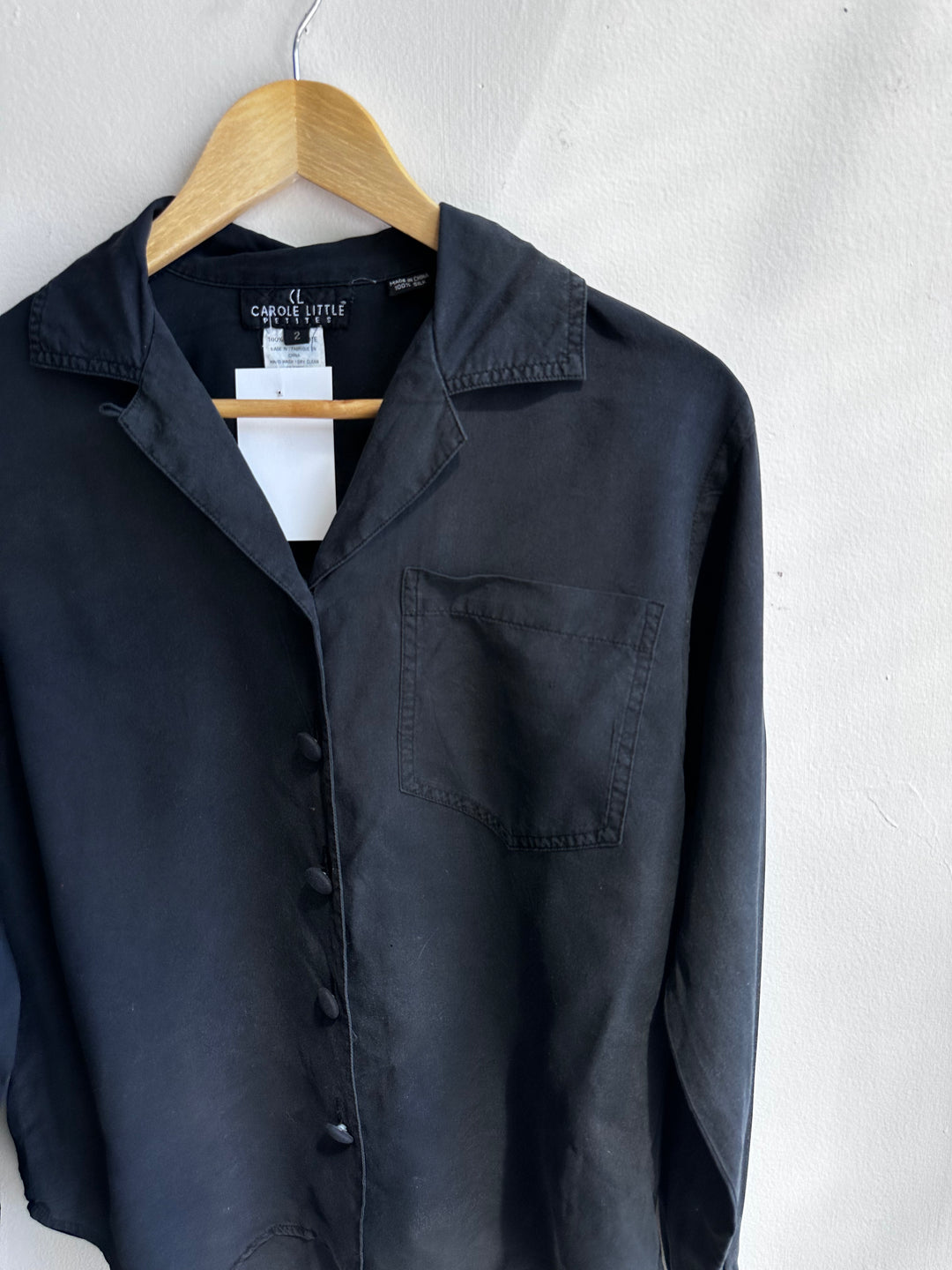 Vintage Carole Little 100% Silk Black Blouse – Petites | Size 2