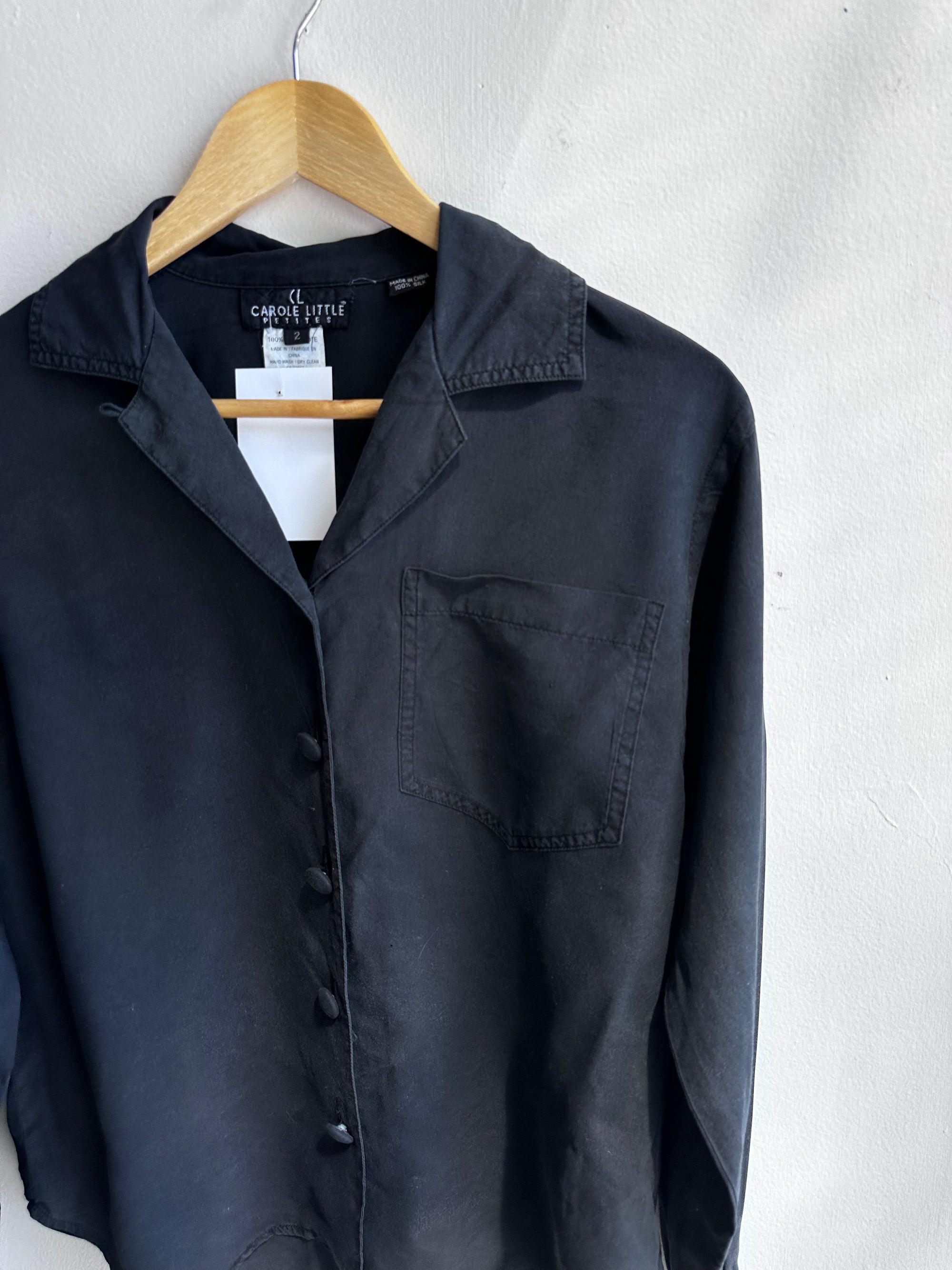 Vintage Carole Little 100% Silk Black Blouse – Petites | Size 2