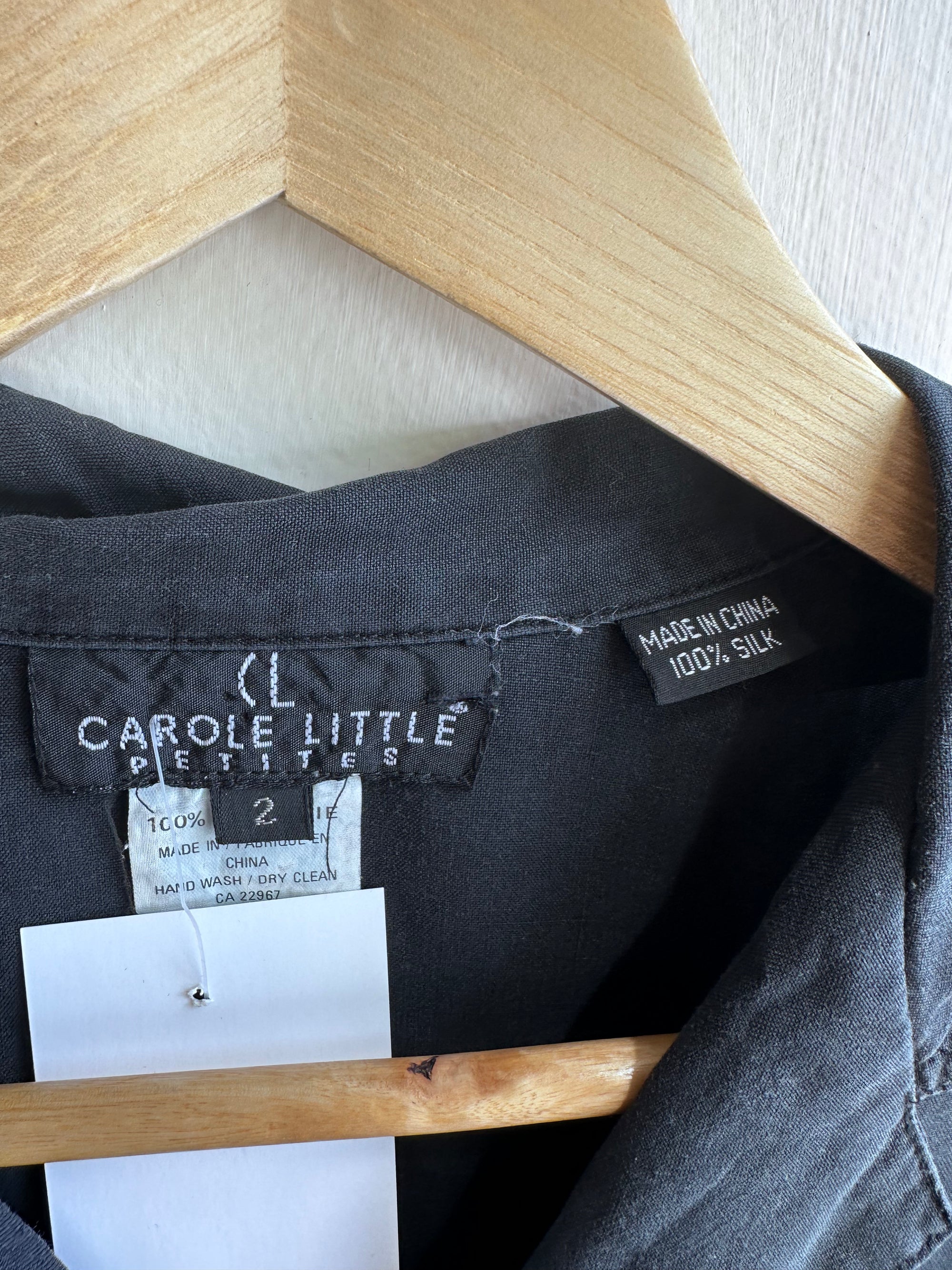 Vintage Carole Little 100% Silk Black Blouse – Petites | Size 2