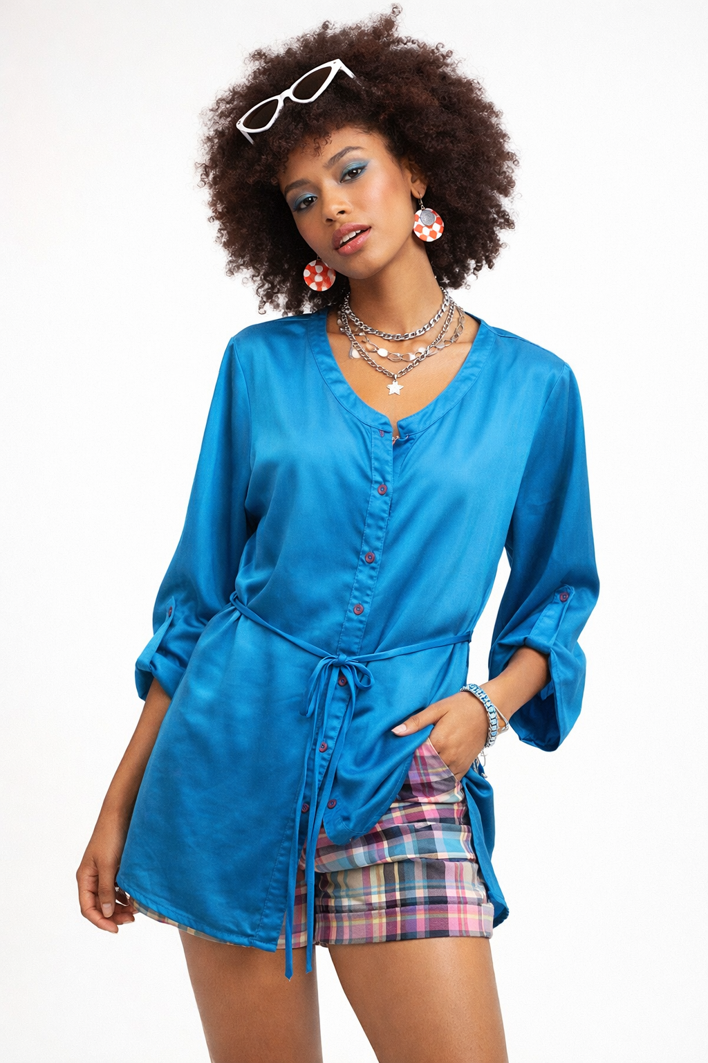 Vintage Jones Studio Electric Blue Blouse