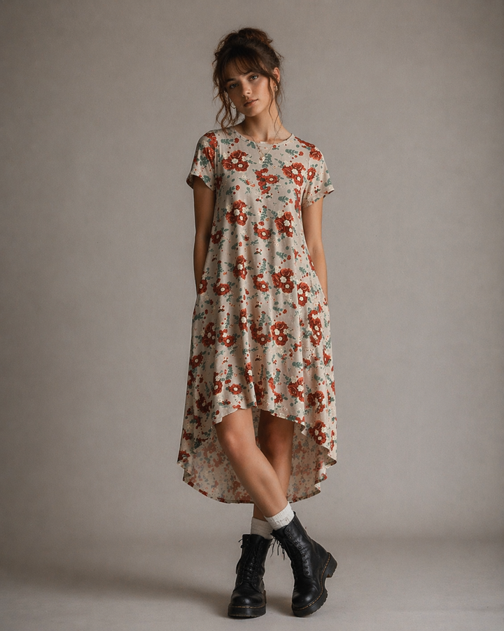 90s Rose Garden Hi-Low Dress