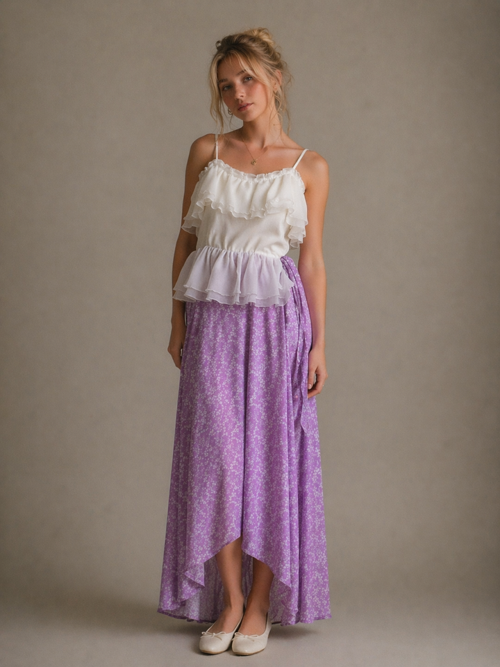 Vintage Lavender Prairie Ruffle Maxi Dress – Jeri Originals