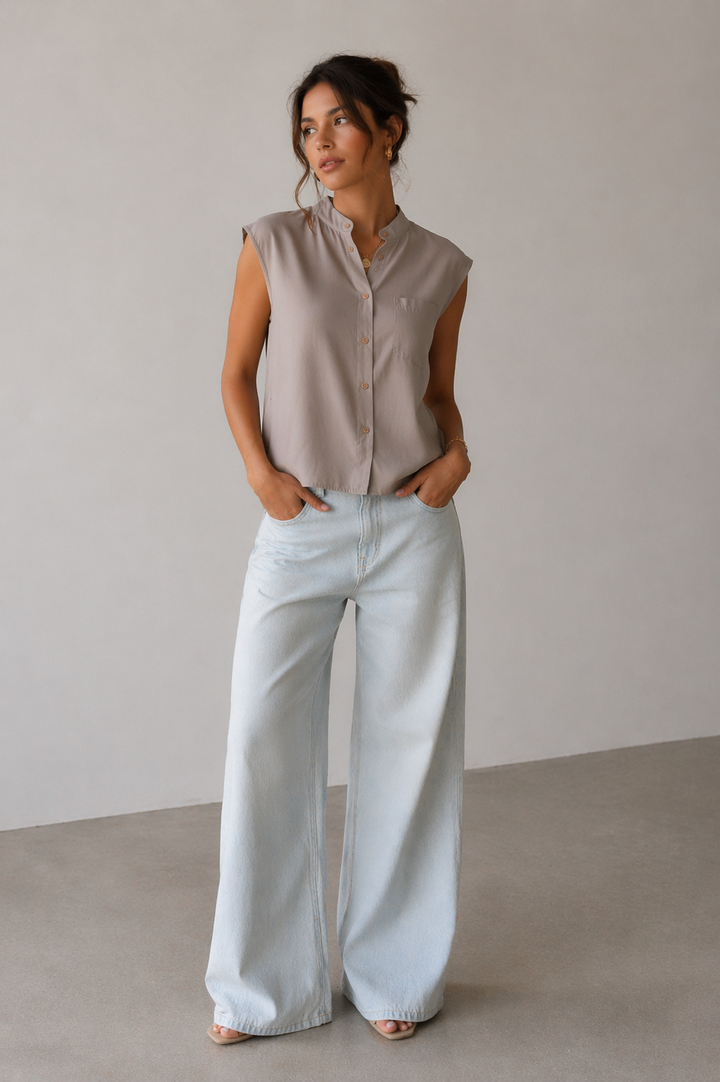 Vintage Sand Button-Up